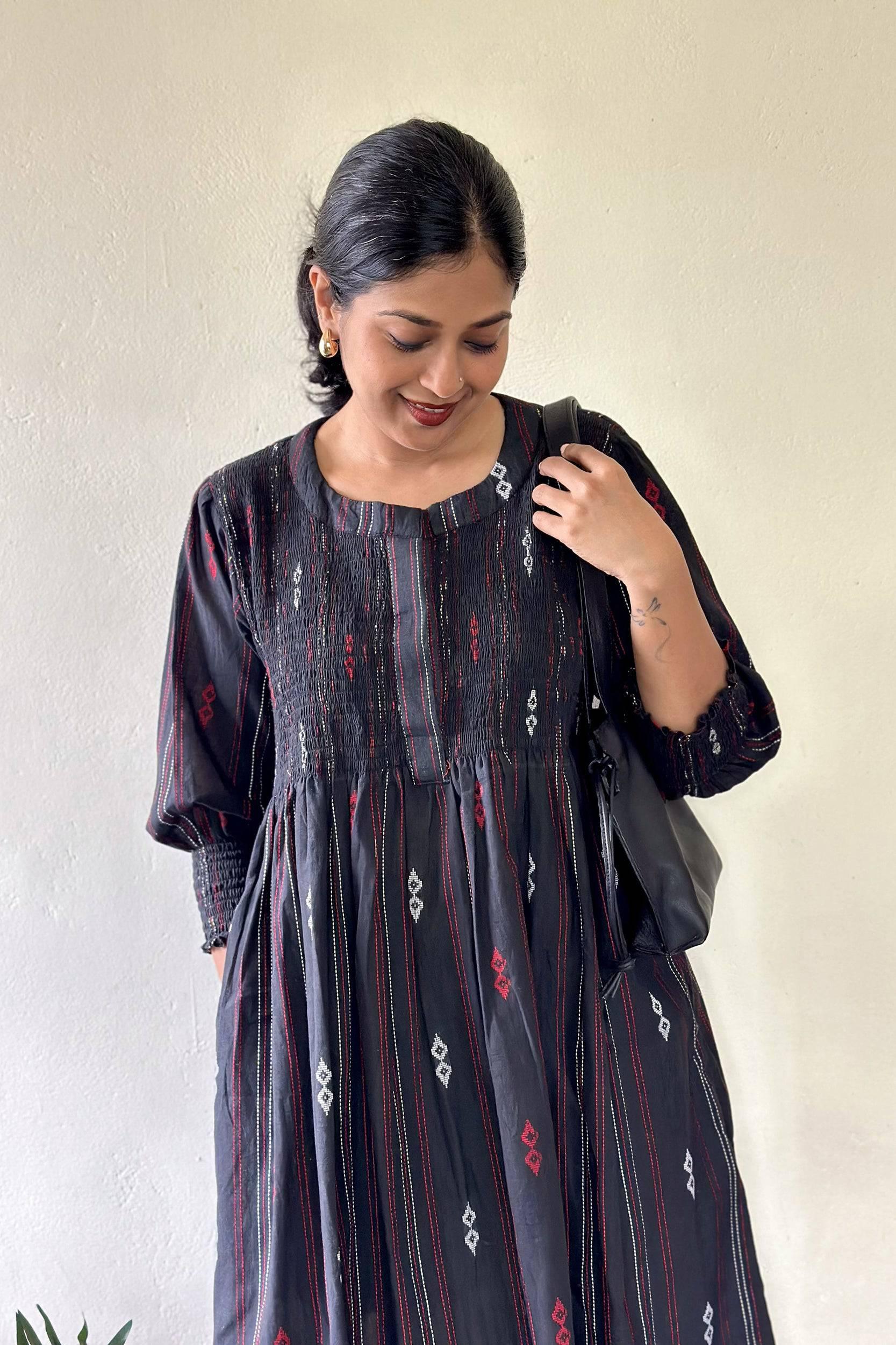 Nightfall Smocked Cotton Dress - Hello June