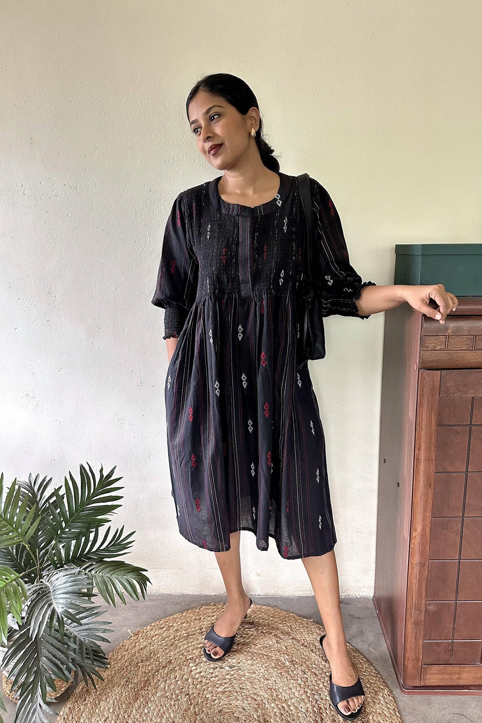 Nightfall Smocked Cotton Dress - Hello June
