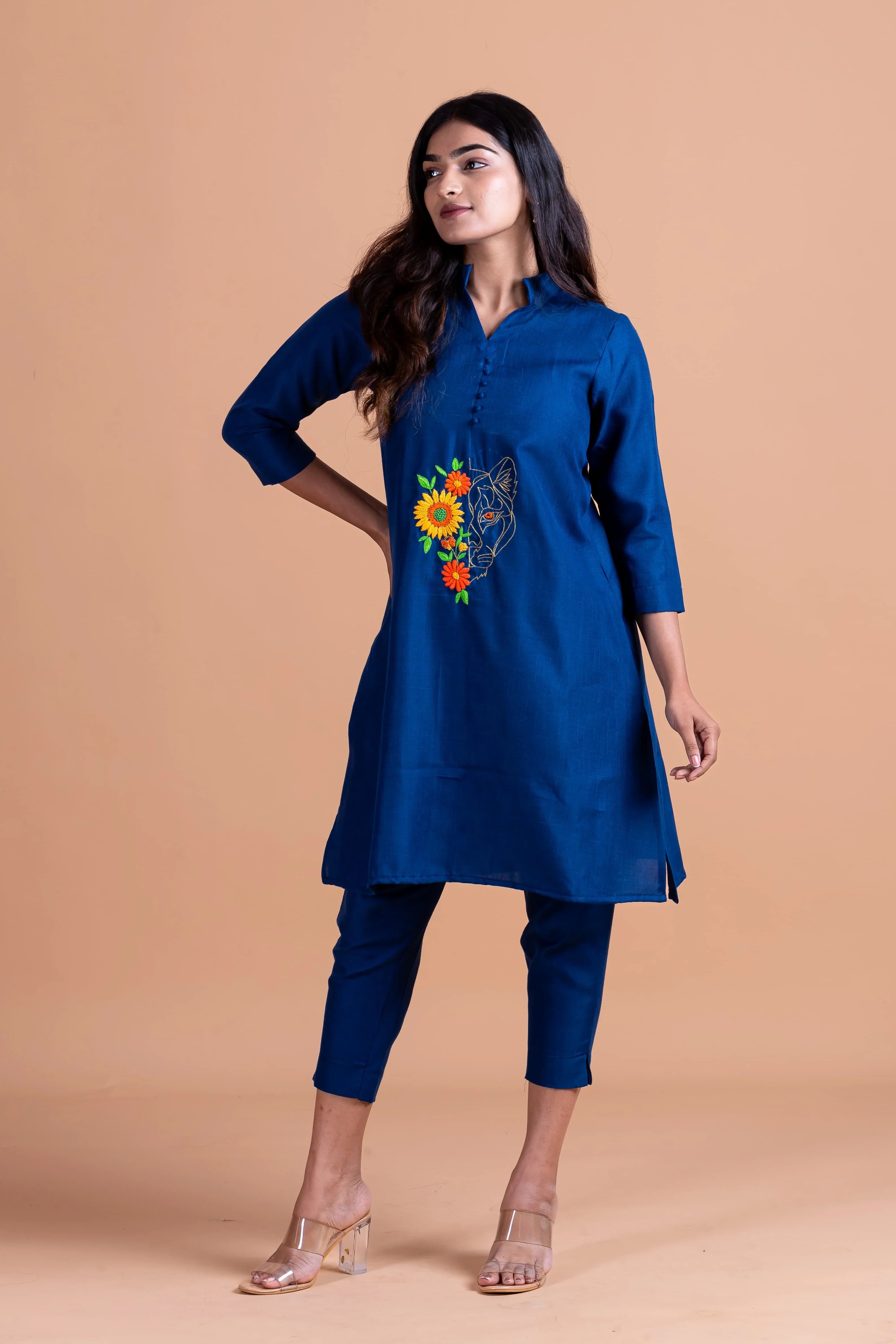 Nuri Cotton Linen Co-Ord Set - Blue - Label Xari