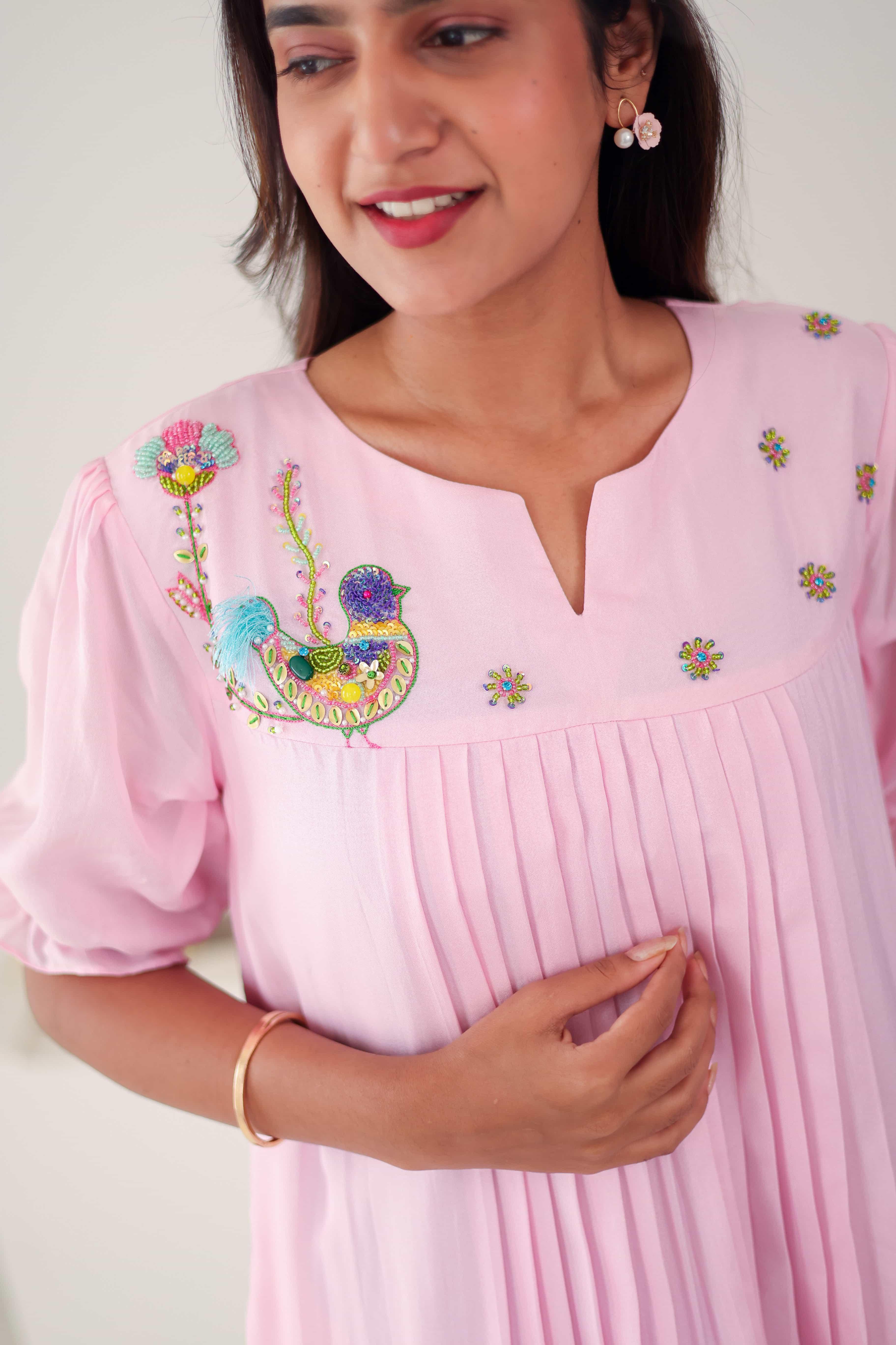 Uppada Silk Dress - Blush - Label Xari