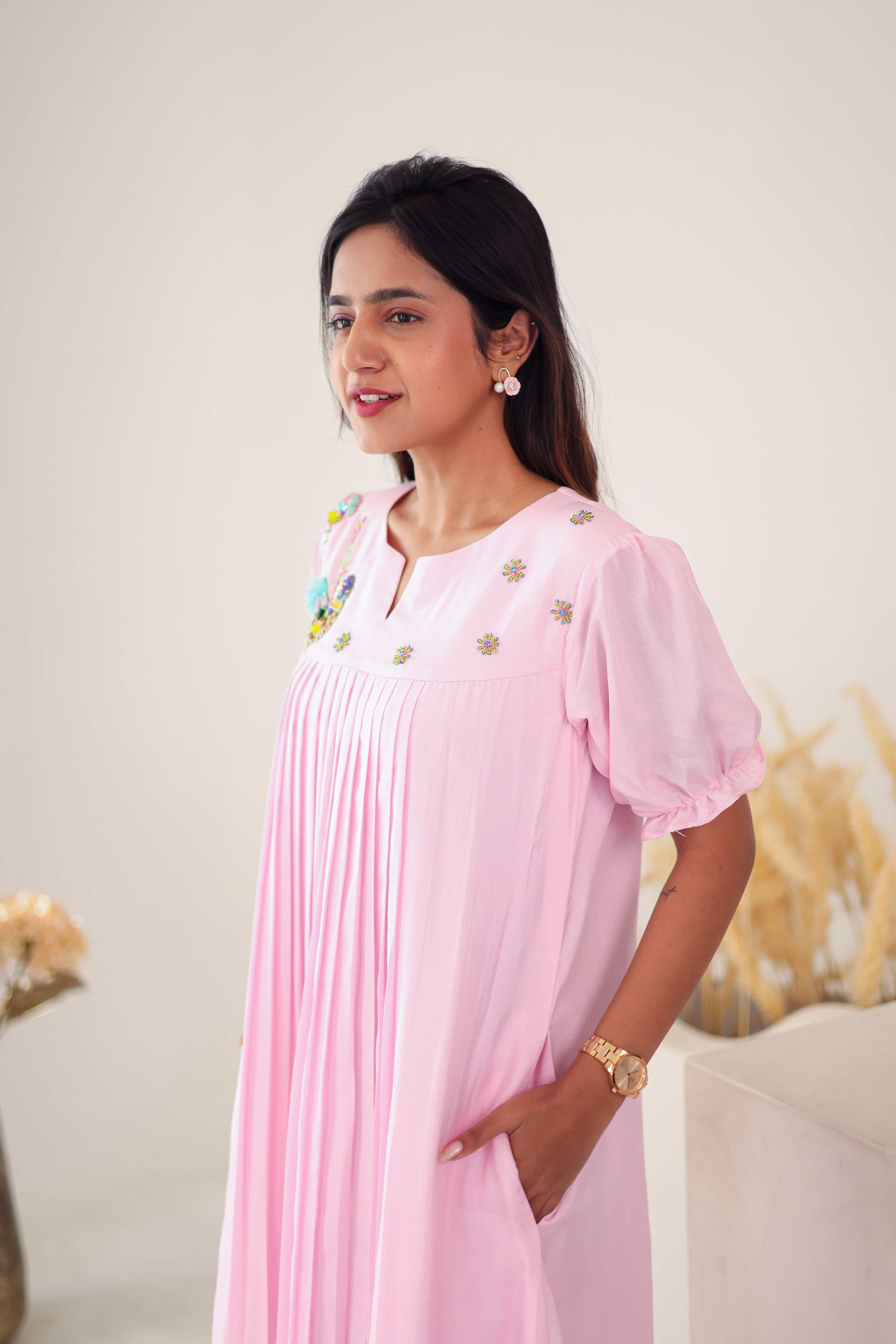 Uppada Silk Dress - Blush - Label Xari